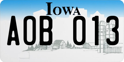 IA license plate AOB013