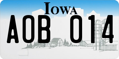 IA license plate AOB014