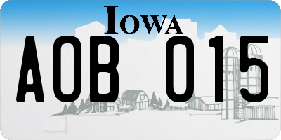 IA license plate AOB015