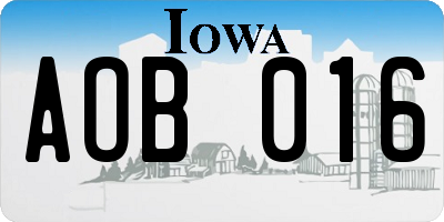 IA license plate AOB016