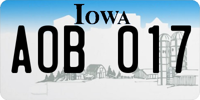 IA license plate AOB017