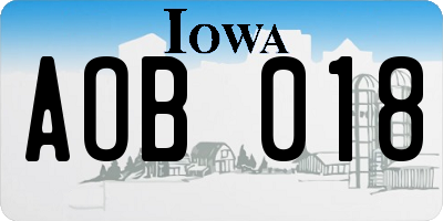IA license plate AOB018
