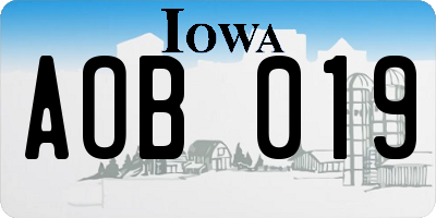 IA license plate AOB019