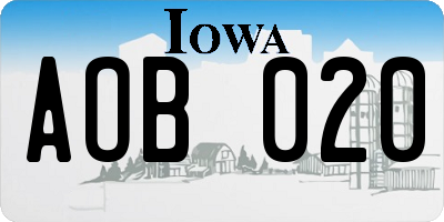 IA license plate AOB020