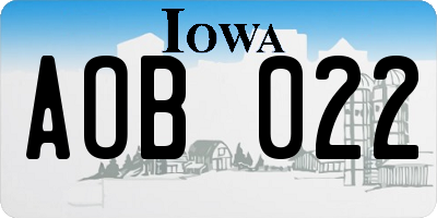 IA license plate AOB022