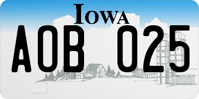 IA license plate AOB025
