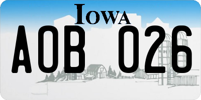 IA license plate AOB026