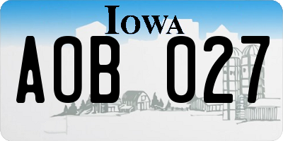 IA license plate AOB027