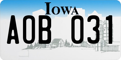 IA license plate AOB031