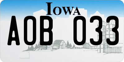 IA license plate AOB033