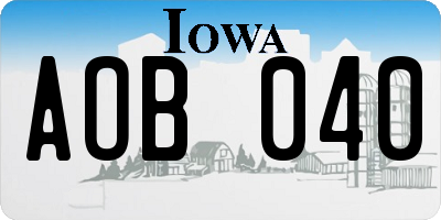 IA license plate AOB040