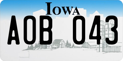 IA license plate AOB043