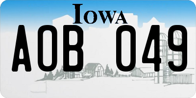 IA license plate AOB049