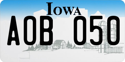 IA license plate AOB050