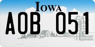 IA license plate AOB051