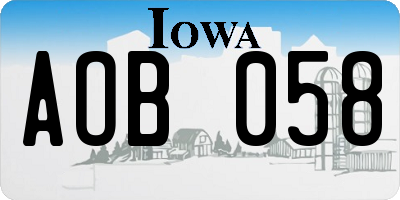 IA license plate AOB058