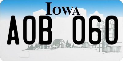 IA license plate AOB060