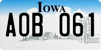 IA license plate AOB061
