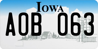 IA license plate AOB063