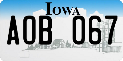 IA license plate AOB067