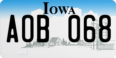 IA license plate AOB068