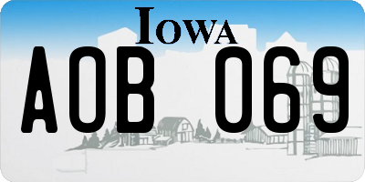 IA license plate AOB069