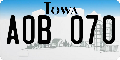 IA license plate AOB070