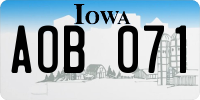 IA license plate AOB071
