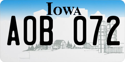 IA license plate AOB072