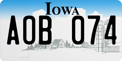 IA license plate AOB074