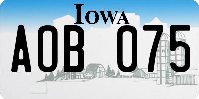 IA license plate AOB075