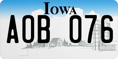 IA license plate AOB076