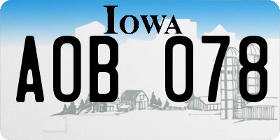 IA license plate AOB078