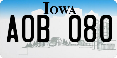 IA license plate AOB080