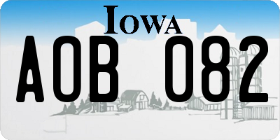 IA license plate AOB082