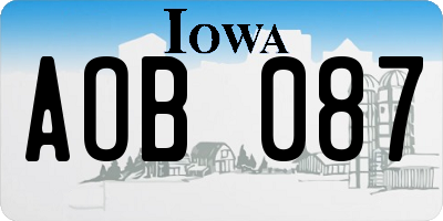IA license plate AOB087