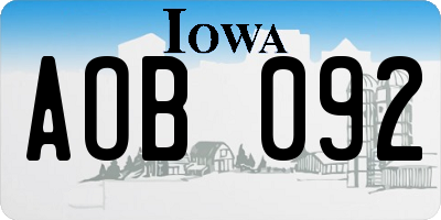 IA license plate AOB092