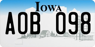 IA license plate AOB098