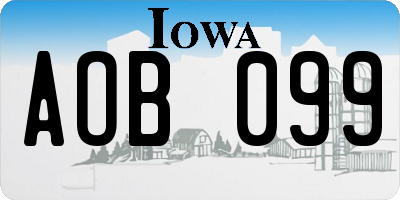 IA license plate AOB099