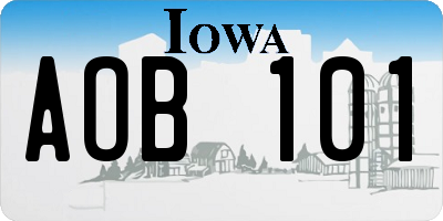 IA license plate AOB101