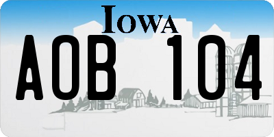 IA license plate AOB104
