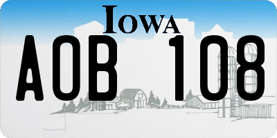 IA license plate AOB108
