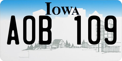 IA license plate AOB109