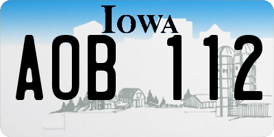 IA license plate AOB112