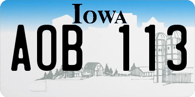 IA license plate AOB113