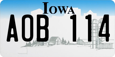 IA license plate AOB114