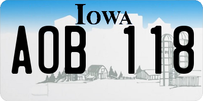 IA license plate AOB118