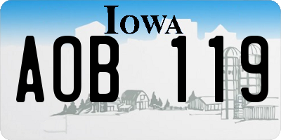 IA license plate AOB119