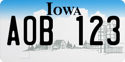 IA license plate AOB123