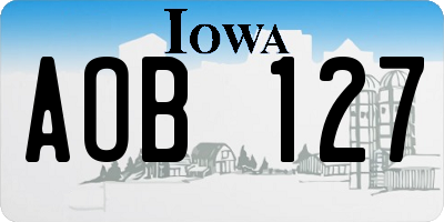 IA license plate AOB127